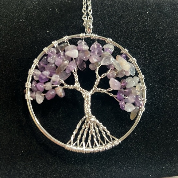 Natural Stone Super 7 Healer Crystal Large Tree of Life Pendant Necklace - Picture 1 of 4